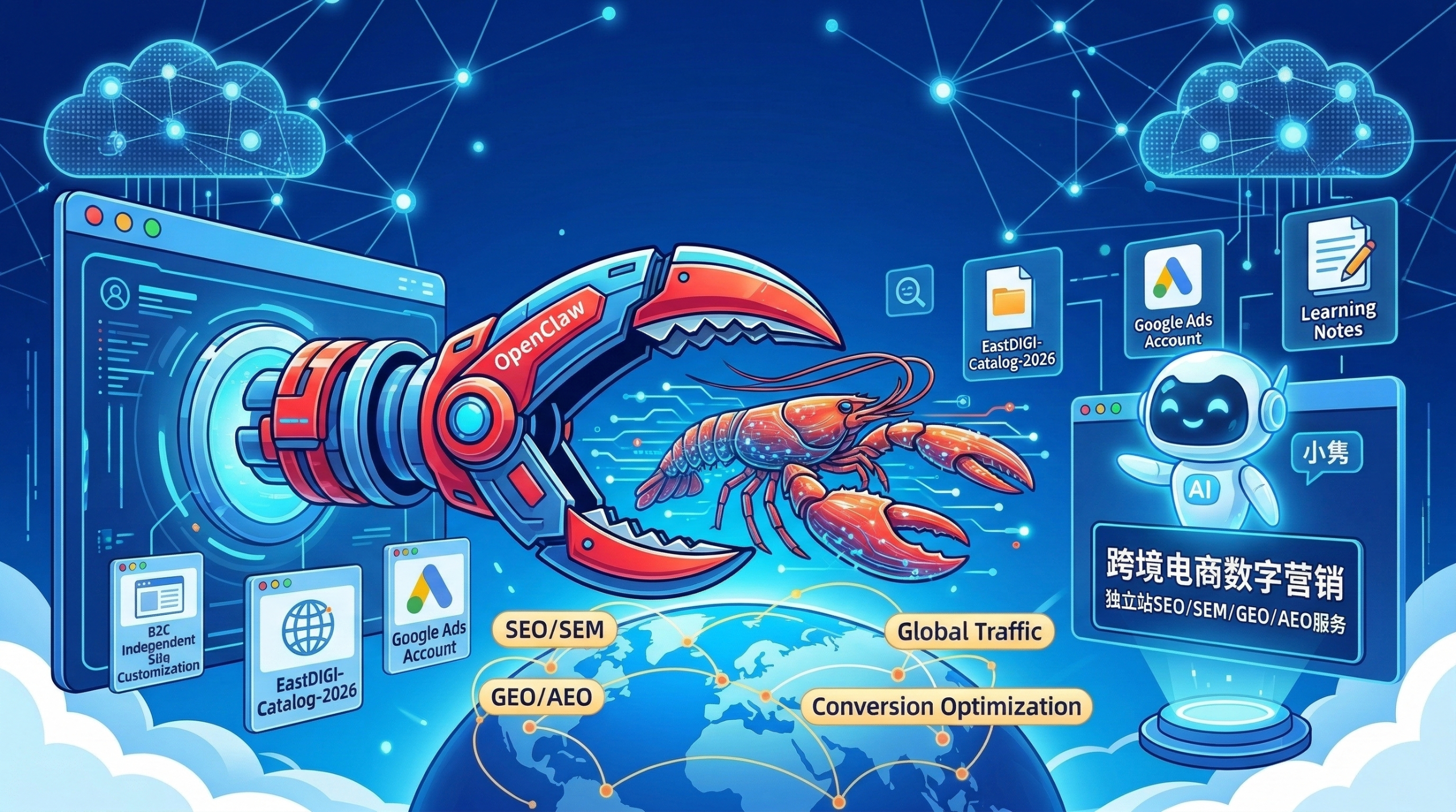 【重磅发布】龙虾 OpenClaw：重塑跨境数字营销的极客级“智能巨爪”