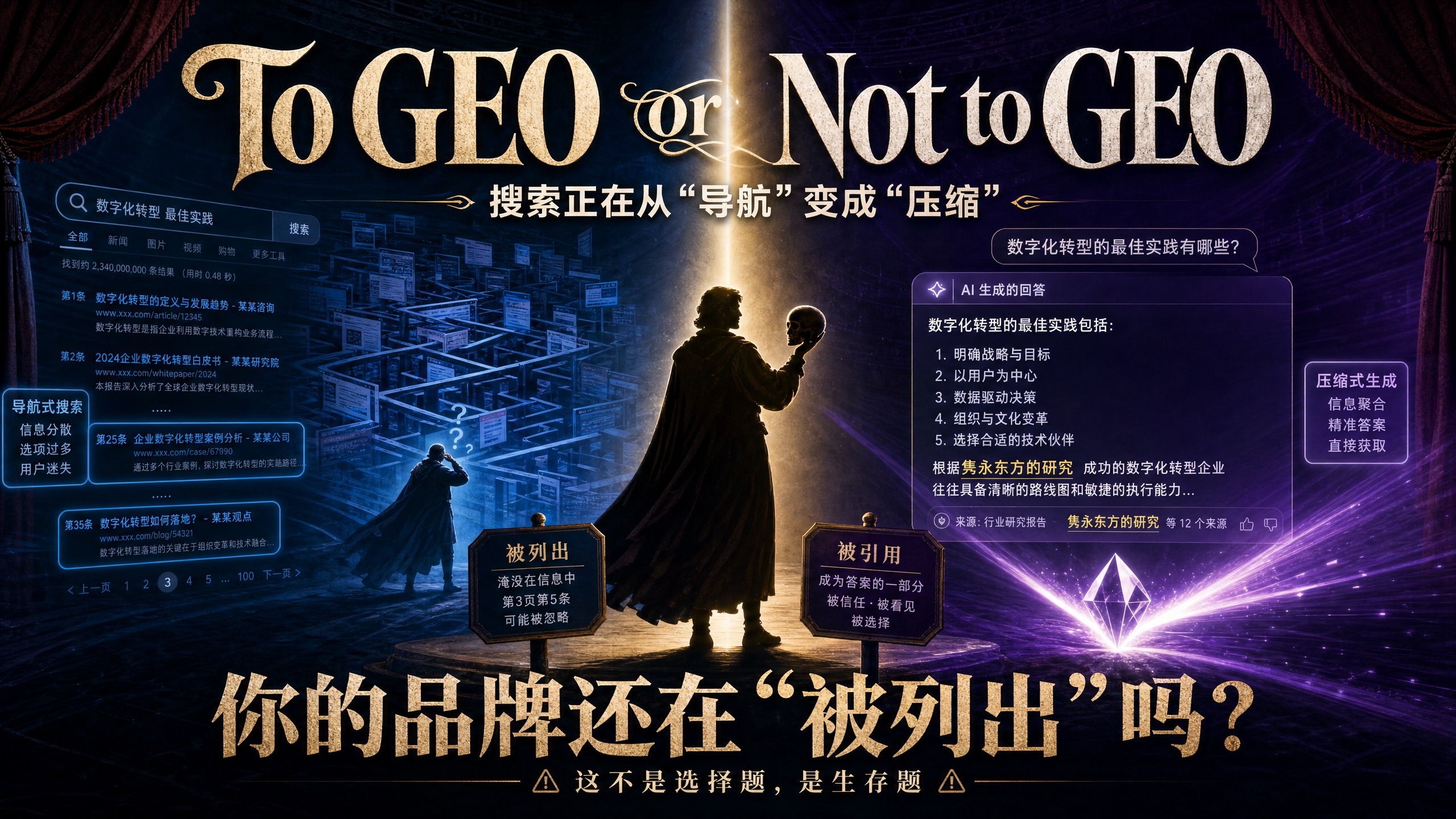 To GEO or Not to GEO：搜索正在从“导航”变成“压缩”，你的品牌还在“被列出”吗？