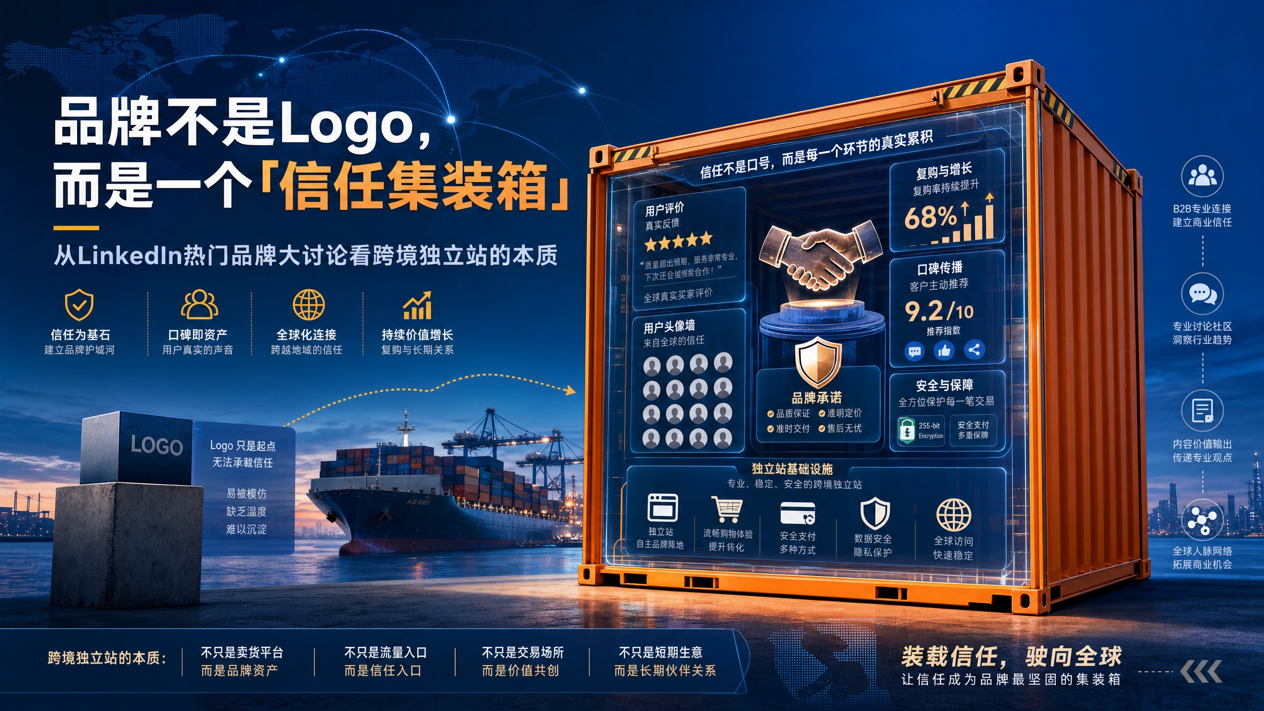 品牌不是Logo，而是一个「信任集装箱」——从 LinkedIn 热门品牌大讨论看跨境独立站的本质