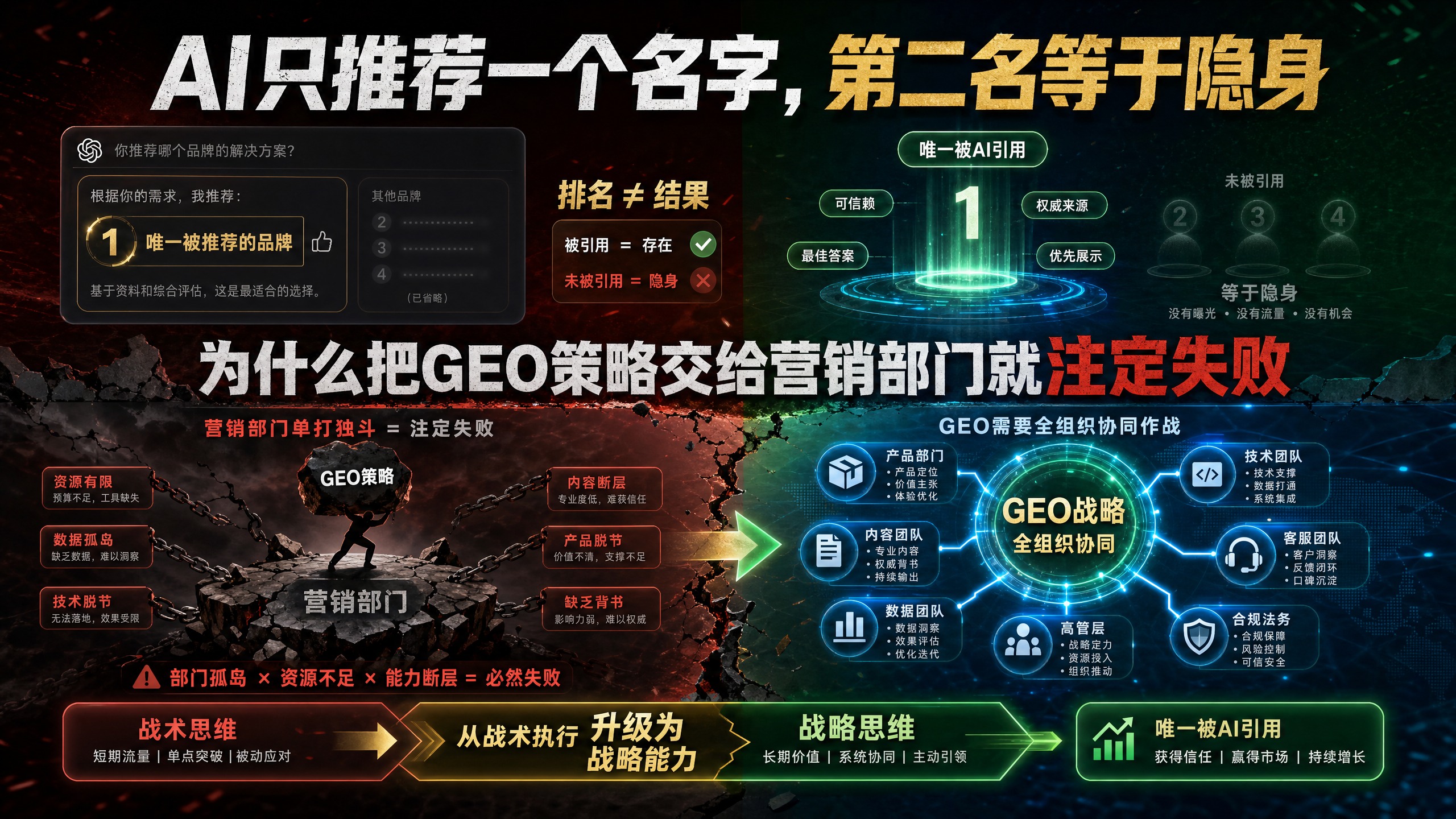 AI只推荐一个名字，第二名等于隐身——为什么把GEO策略交给营销部门就注定失败