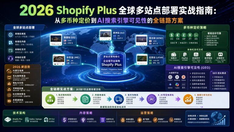 2026 Shopify Plus 全球多站点部署实战指南：从多币种定价到AI搜索引擎可见性的全链路方案