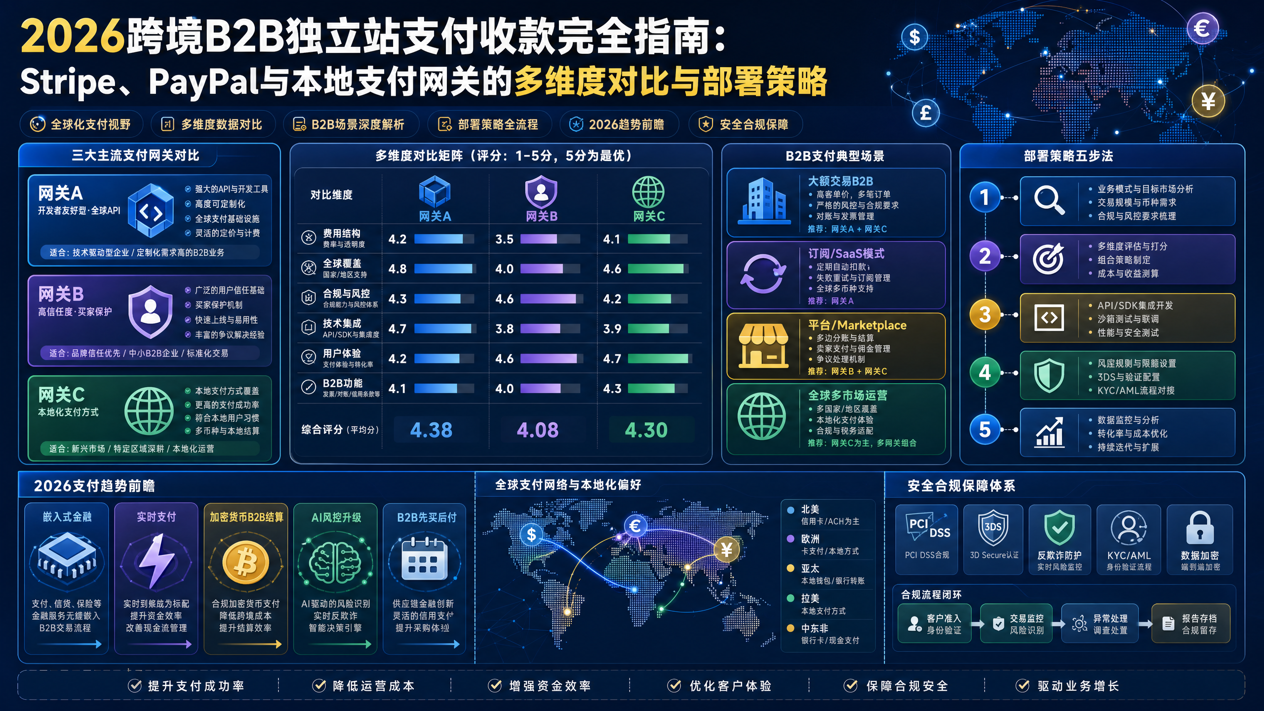 2026跨境B2B独立站支付收款完全指南：Stripe、PayPal与本地支付网关的多维度对比与部署策略