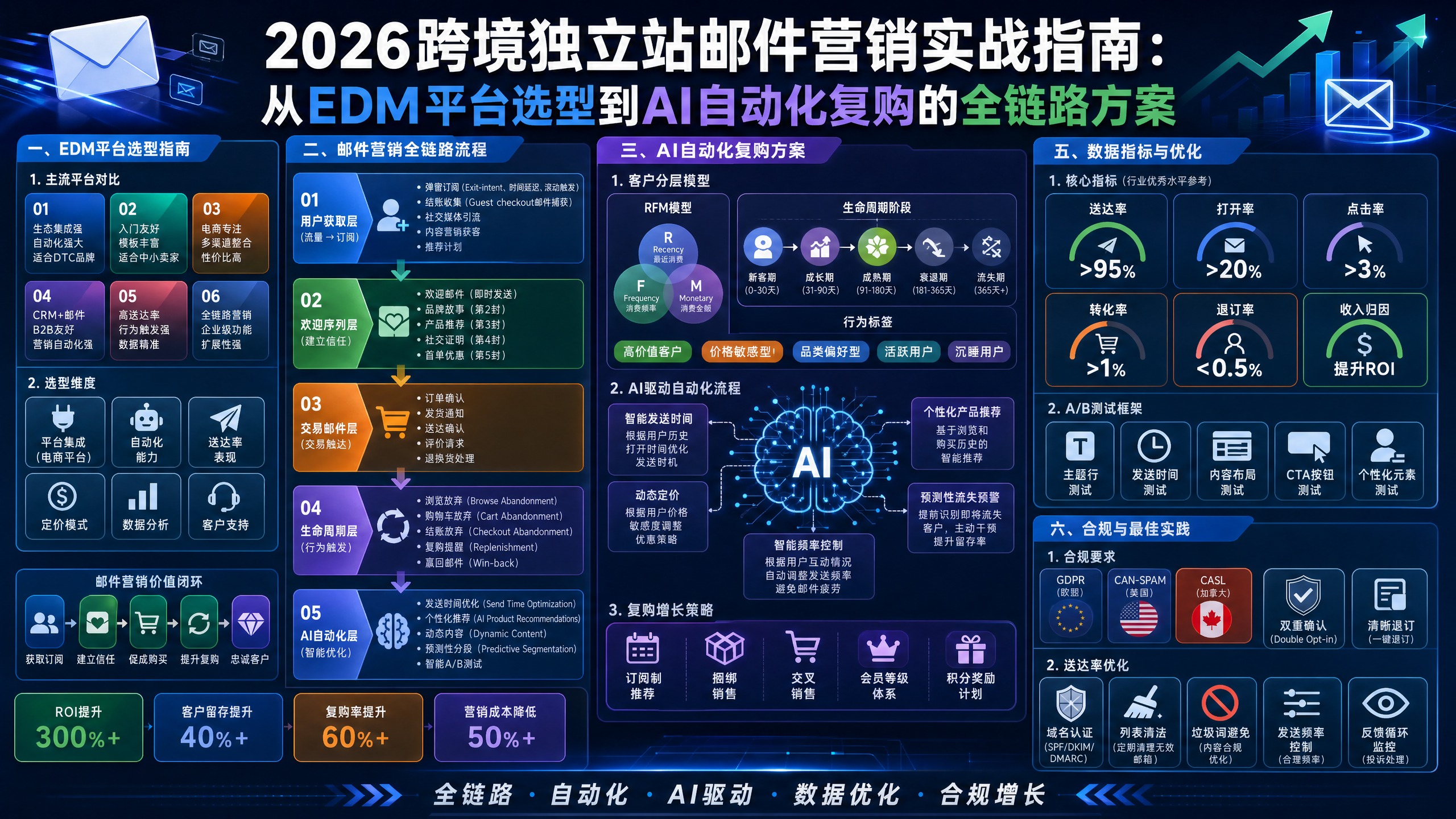 2026跨境独立站邮件营销实战指南：从EDM平台选型到AI自动化复购的全链路方案