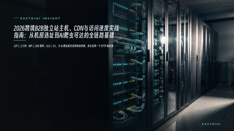 2026跨境B2B独立站主机、CDN与访问速度实战指南：从机房选址到AI爬虫可达的全链路基建